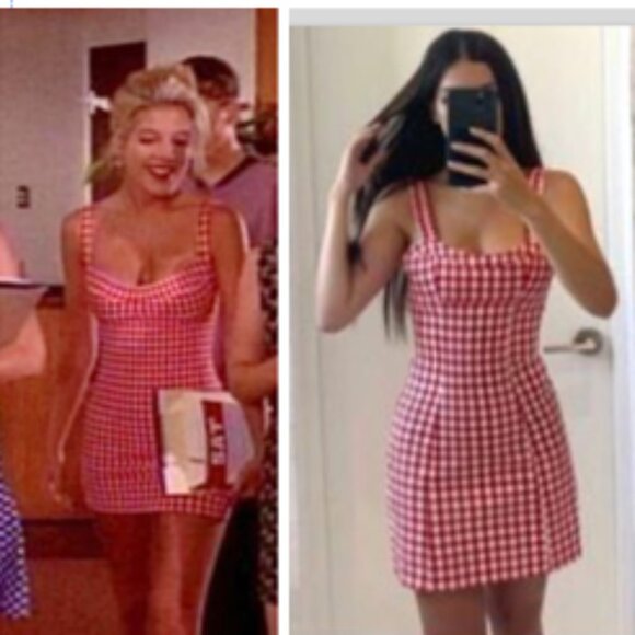 NEW Zara Bloggers Fav Cotton Red and White Gingham Sweetheart Mini Dress, Sz XS - Picture 8 of 17